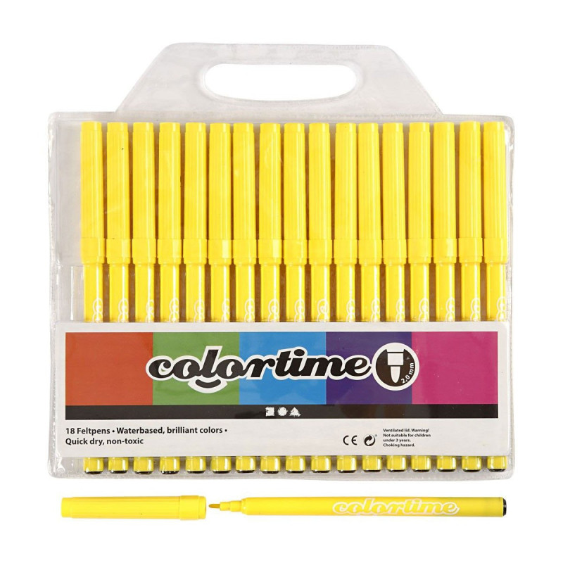 COLORTIME Lemon yellow markers, 18st.