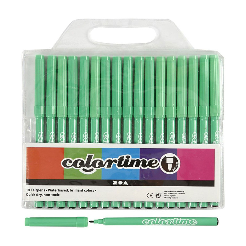COLORTIME Light green markers, 18st.
