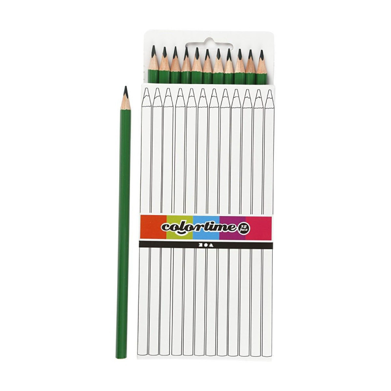COLORTIME Triangular colored pencils - Green, 12pcs.