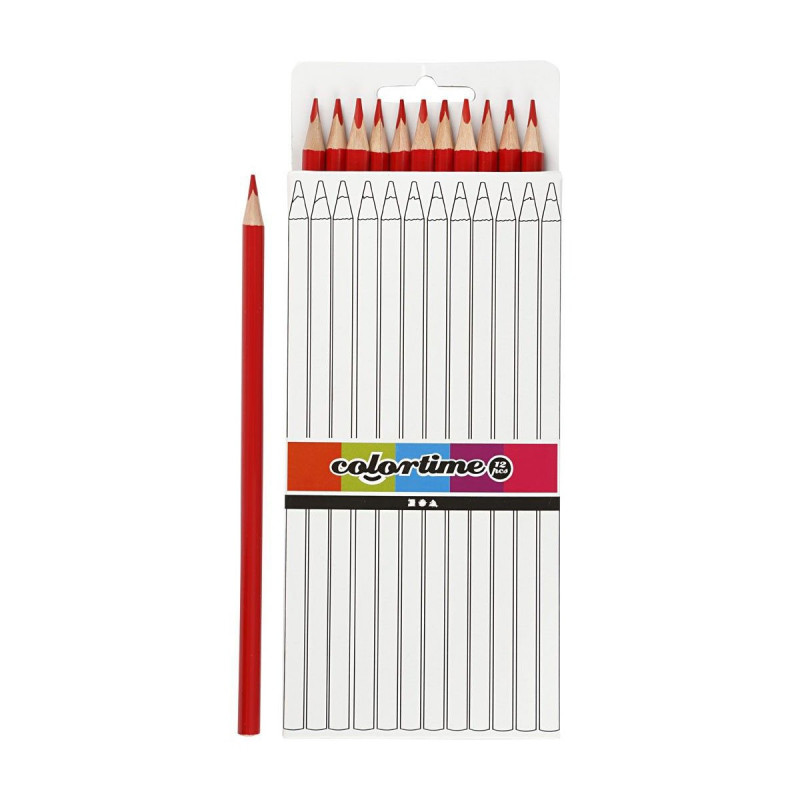 COLORTIME Triangular colored pencils - Red, 12pcs.