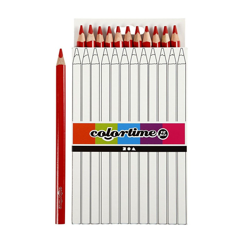 COLORTIME Triangular Jumbo colored pencils - Red, 12pcs.