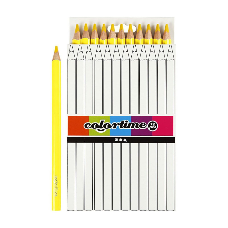 COLORTIME Triangular Jumbo colored pencils - Yellow, 12pcs.