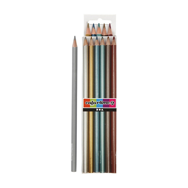 COLORTIME Triangular colored pencils - Metallic, 6pcs.