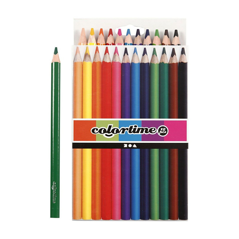 COLORTIME Triangular Jumbo colored pencils - Basic colors, 12pcs.