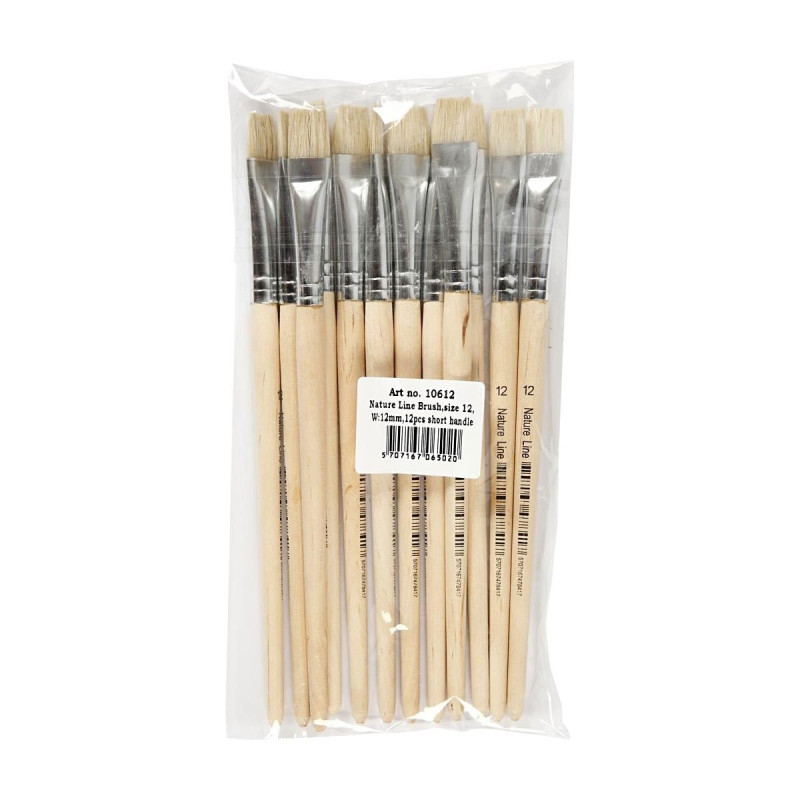 NATURE LINE Wooden brushes - Nr. 12, Short handle, 12pcs.
