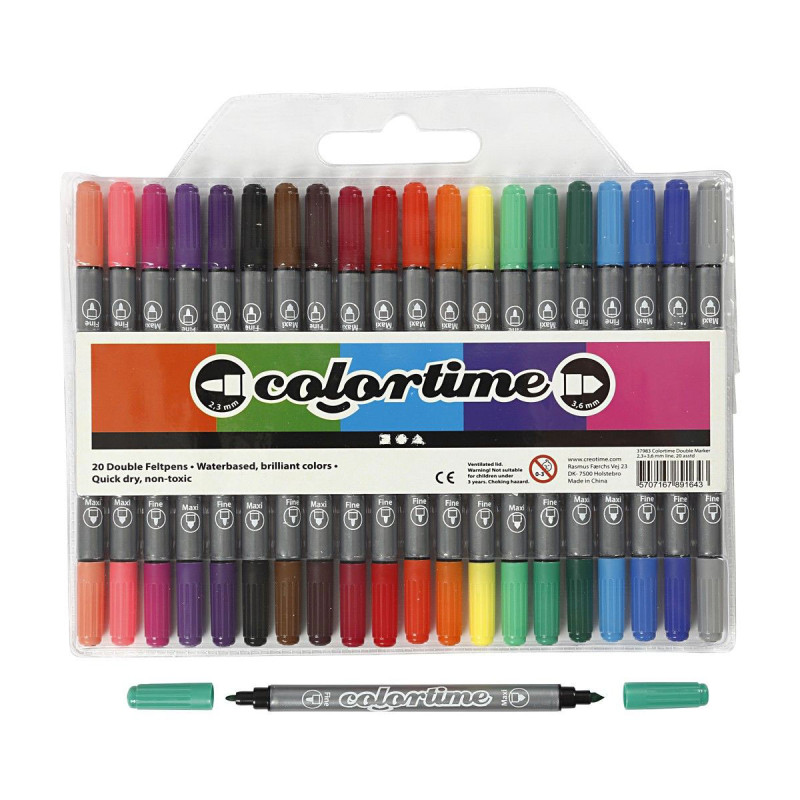 COLORTIME Double-sided pens - Basic colors, 20st.