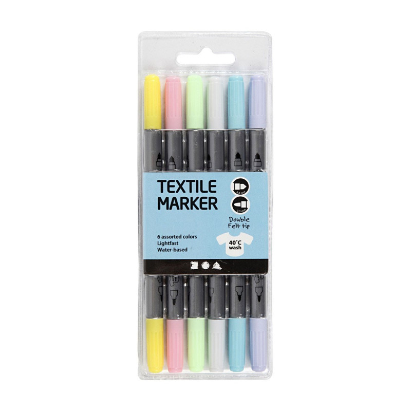 CREATIV COMPANY Double-sided Textile Markers - Pastel, 6pcs.