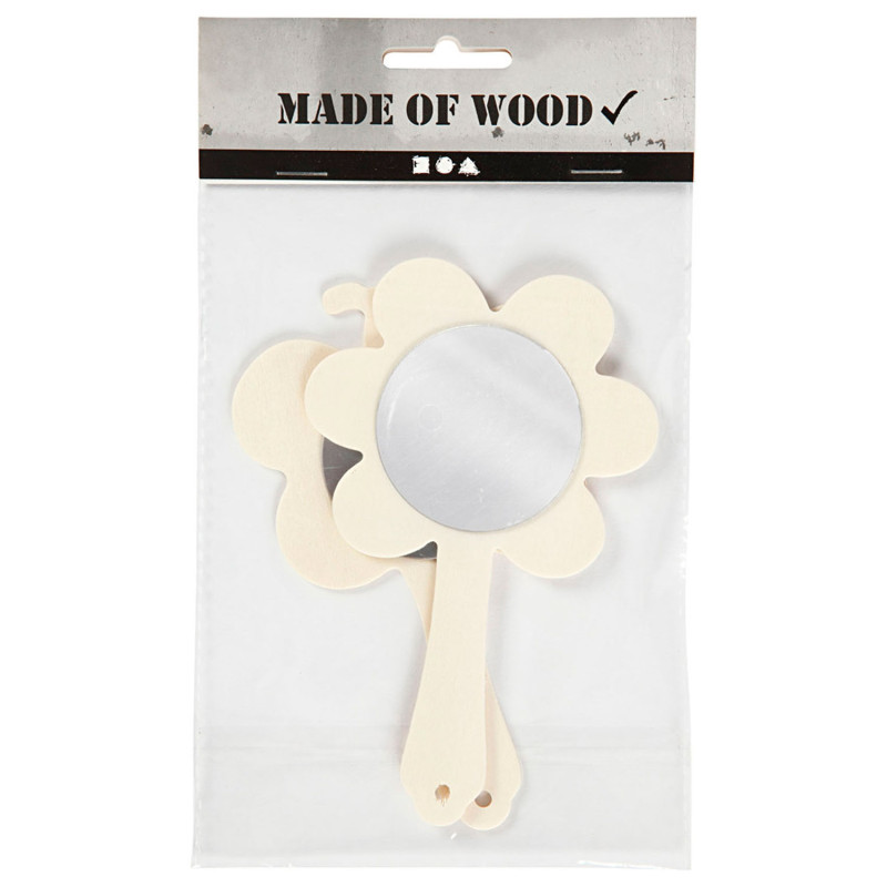 CREATIV COMPANY Decorate your Wooden Hand Mirror, 2pcs.