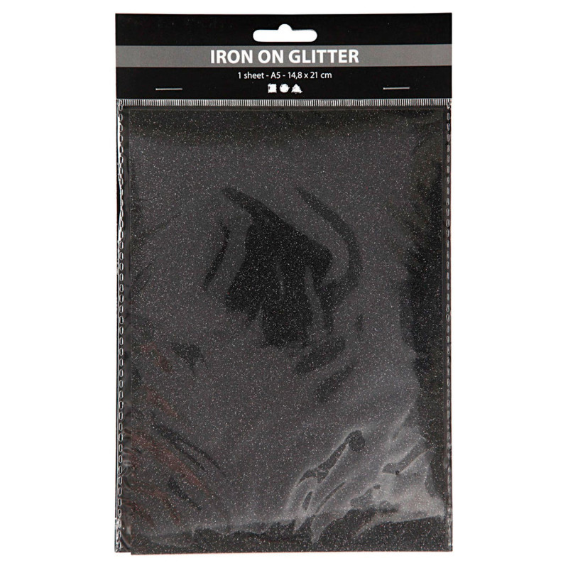 CREATIV COMPANY Iron-on Foil Glitter Black, A5