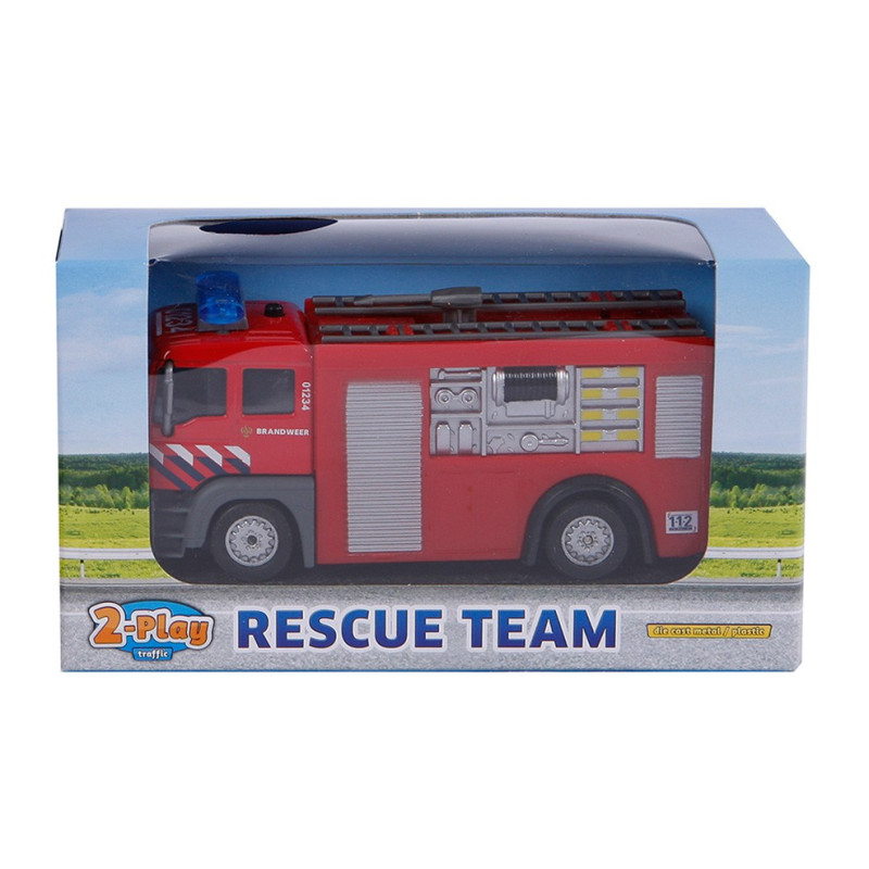 2-PLAY TRAFFIC 2-Play Die-cast Pull Back Fire Department NL Light and Sound