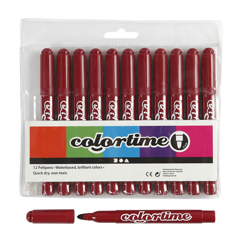 COLORTIME Wine red Jumbo markers, 12st.