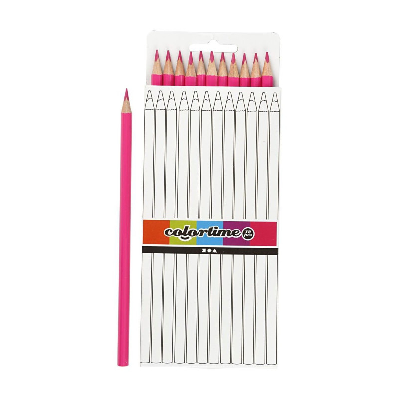 COLORTIME Triangular colored pencils - Pink, 12pcs.