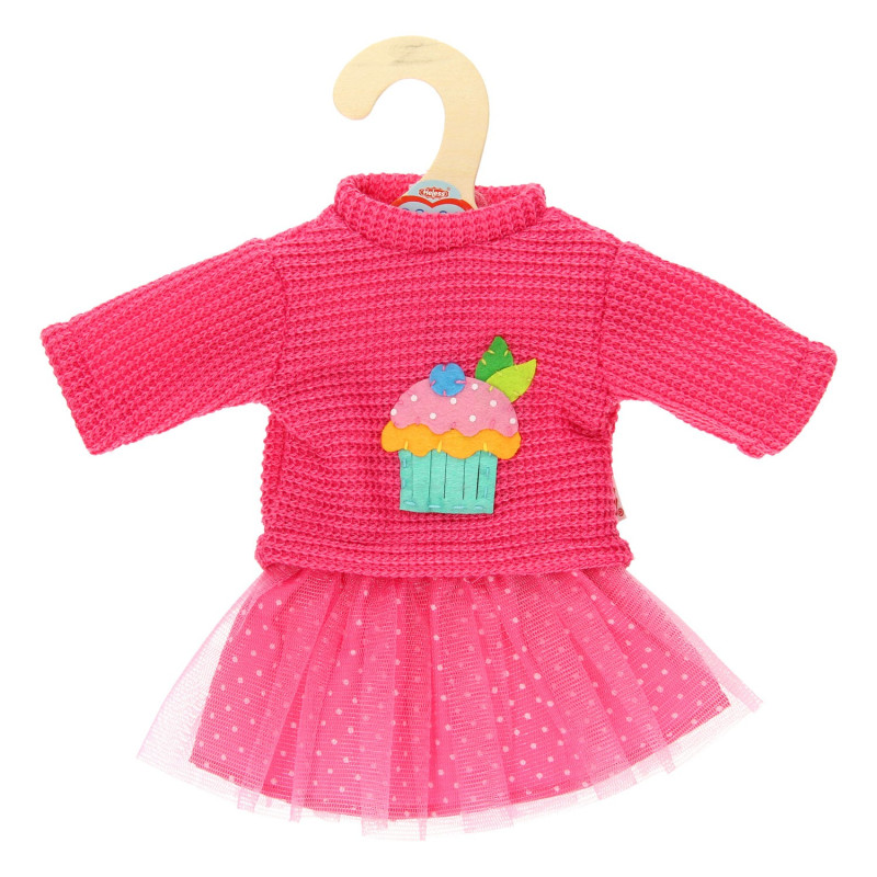 HELESS Dolls Pullover with Skirt Deep pink, 28-35 cm
