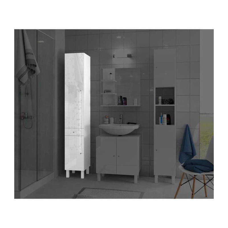 CORAIL Colonne de salle de bain L 30 cm - Blanc laque