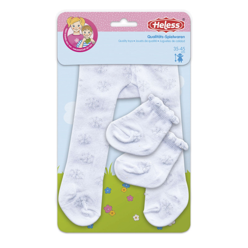 HELESS Doll Tights with Socks - Snowflakes, 28-35 cm