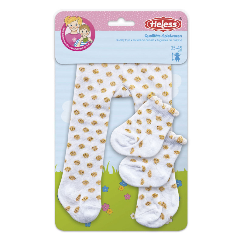 HELESS Doll Tights with Socks - Golden Stppen, 28-35 cm