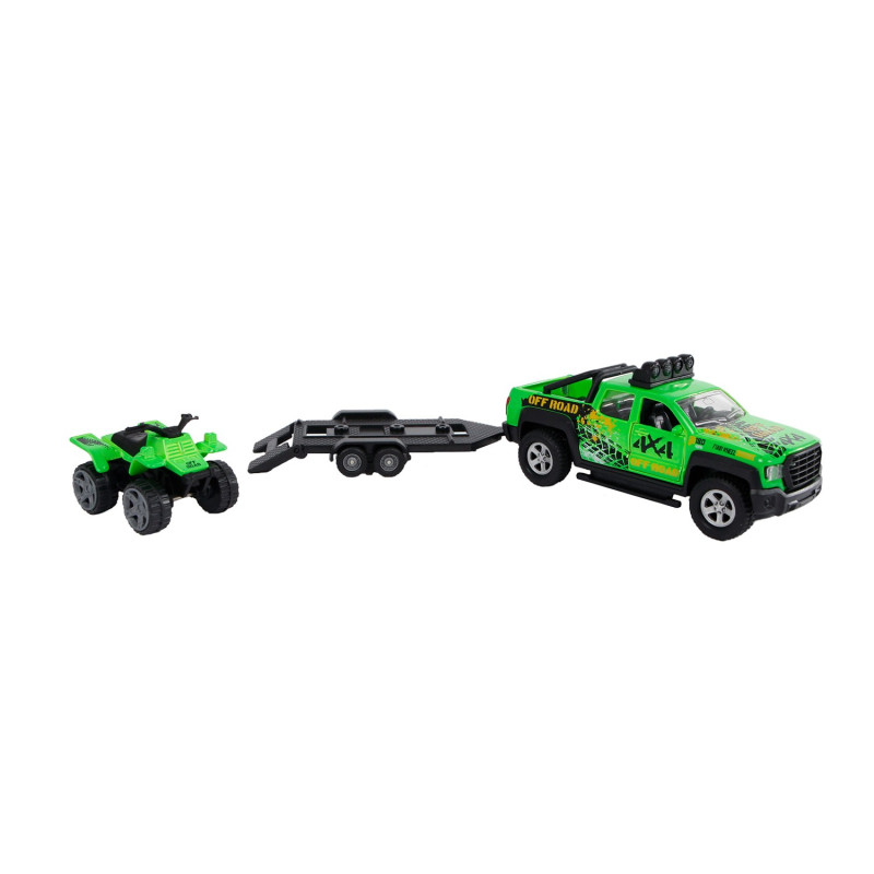 Kids Globe Terrain Vehicle with Trailer and Quad Light and Sound