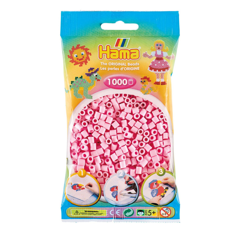 Hama Iron on Beads - Pastel Pink (95), 1000pcs.
