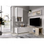 Meuble TV extensible - Decor chene naturel et blanc - L 230 x P 41 x H 180 cm - OBI