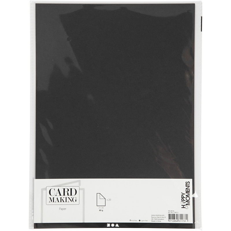 Creativ Company - Paper Black A4 80gr, 20pcs. 218012