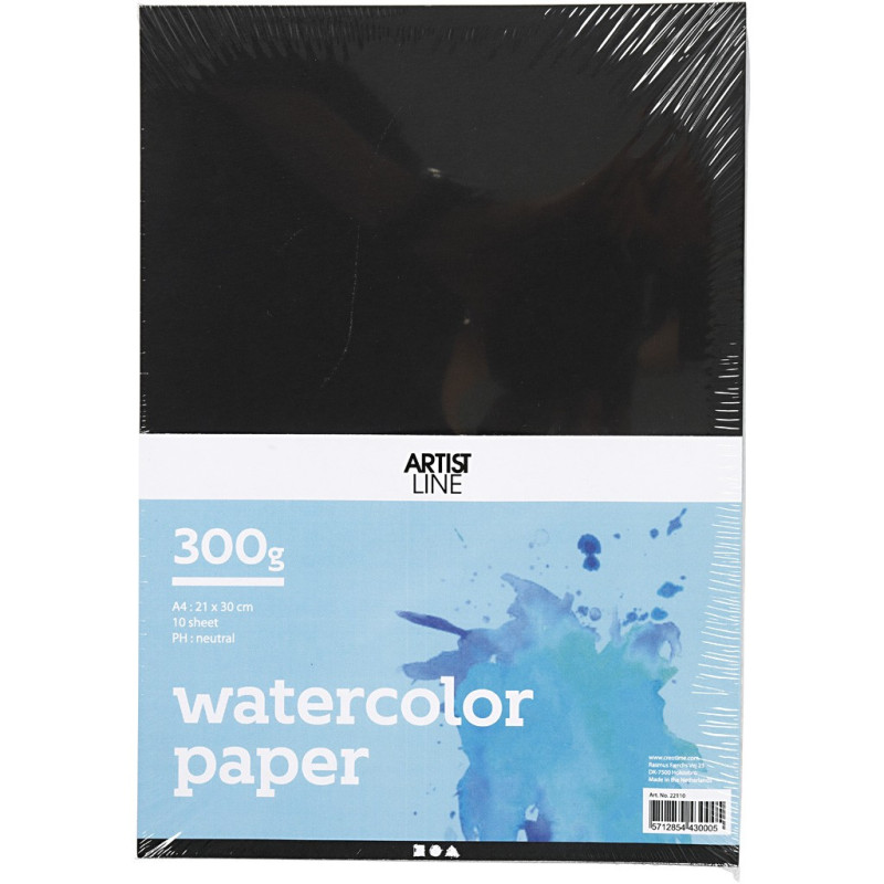 Creativ Company - Watercolor paper Black A4 300gr, 10 Sheets 22110