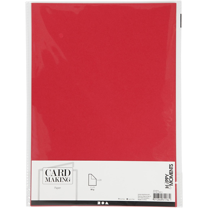 Creativ Company - Paper Red A4 80gr, 20pcs. 218013
