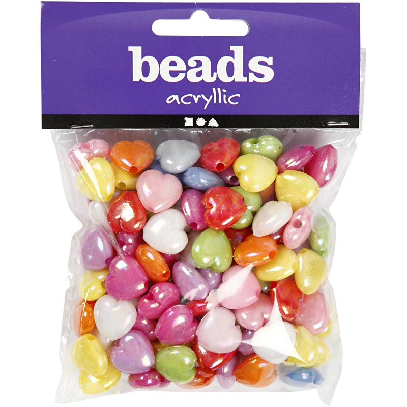 Creativ Company - Plastic Beads Heart, 125ml 697020
