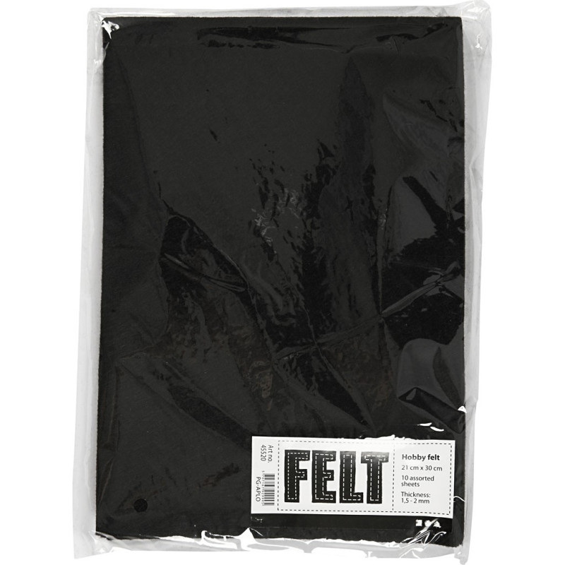 Creativ Company - Hobby Felt Black A4, 10 Sheets 45520