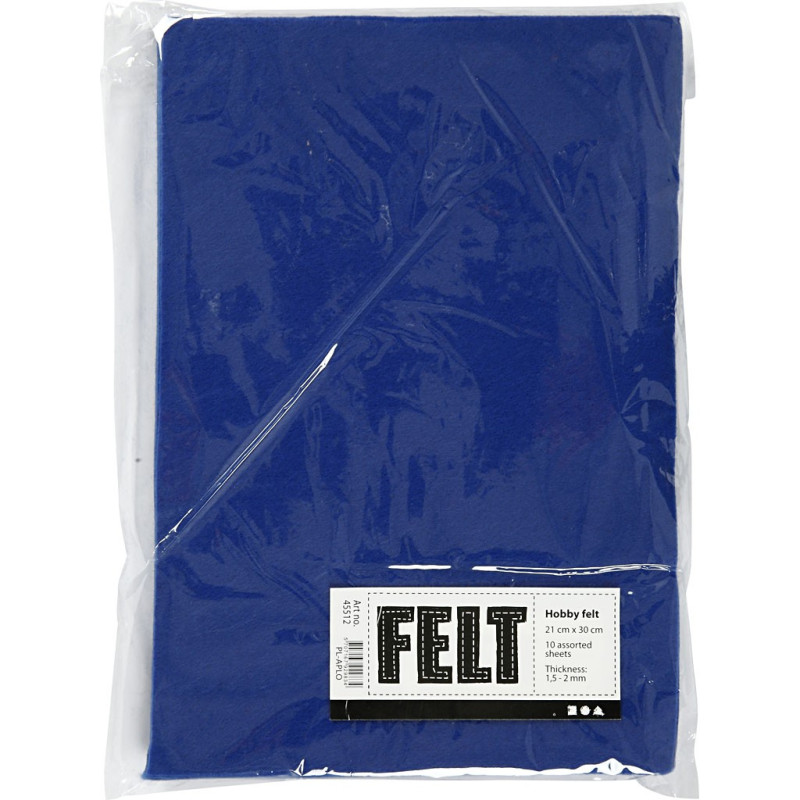 Creativ Company - Craft Felt Blue A4, 10 Sheets 45512