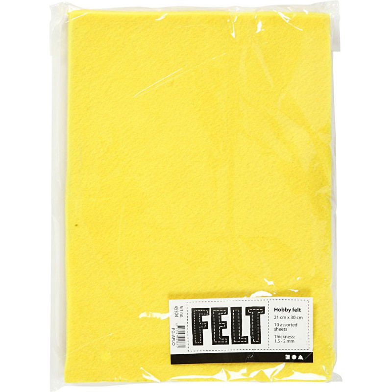 Creativ Company - Hobby Felt Yellow A4, 10 Sheets 45504