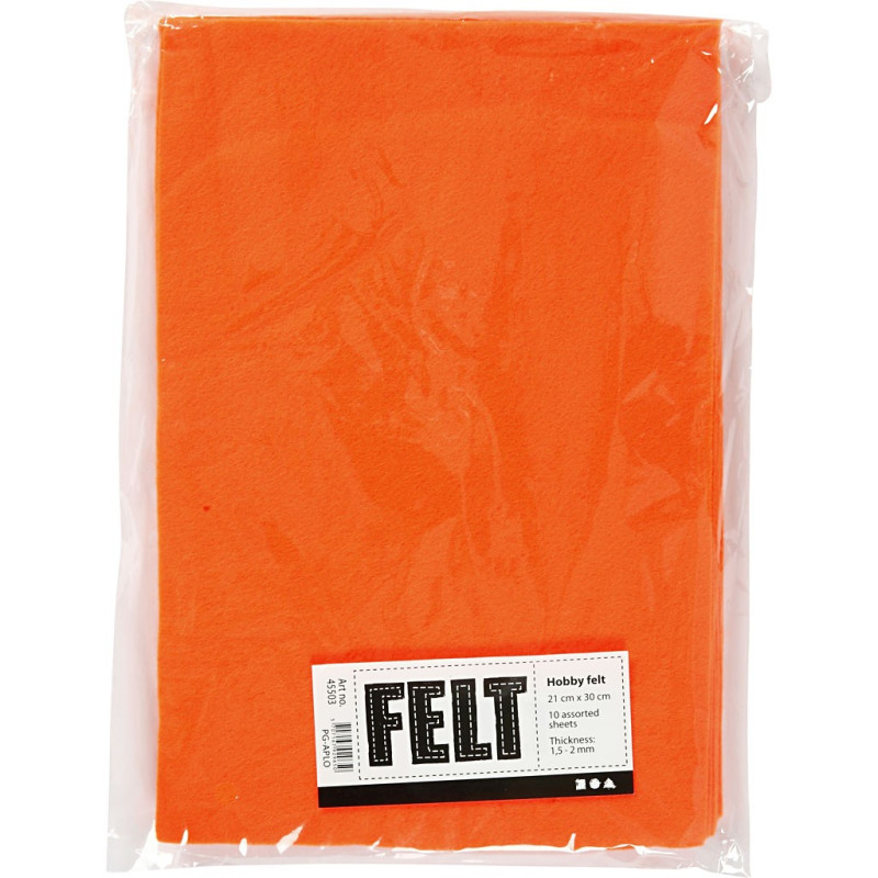 Creativ Company - Hobby Felt Orange A4, 10 Sheets 45503
