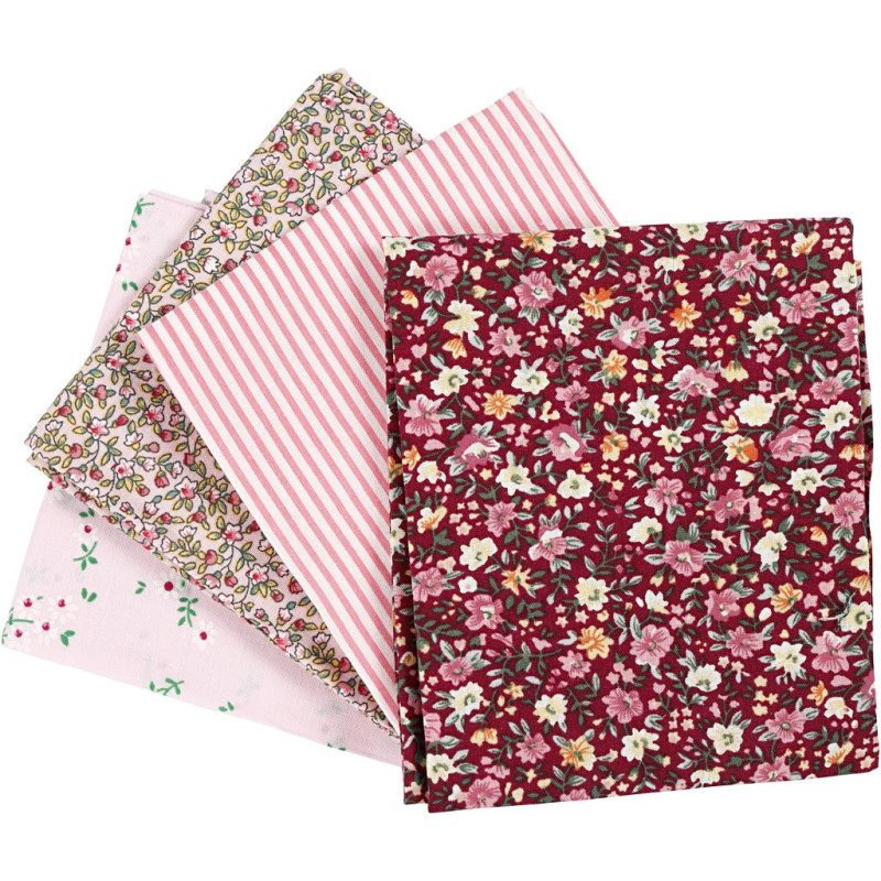 Creativ Company - Patchwork Fabric Pink 45x55cm, 4pcs. 441832
