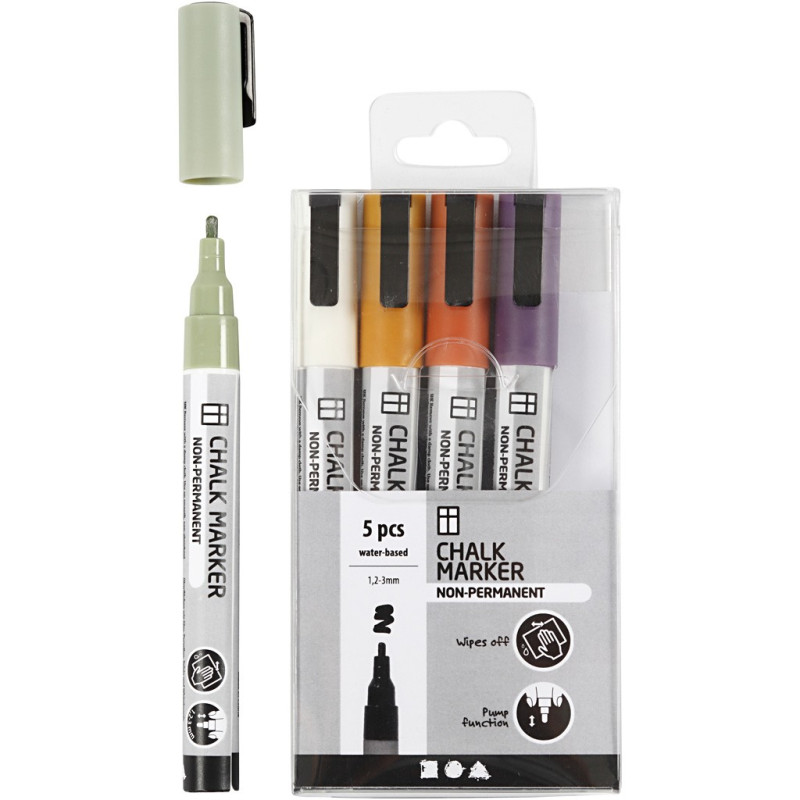 Creativ Company - Chalk Markers Pastels, 5pcs. 37386
