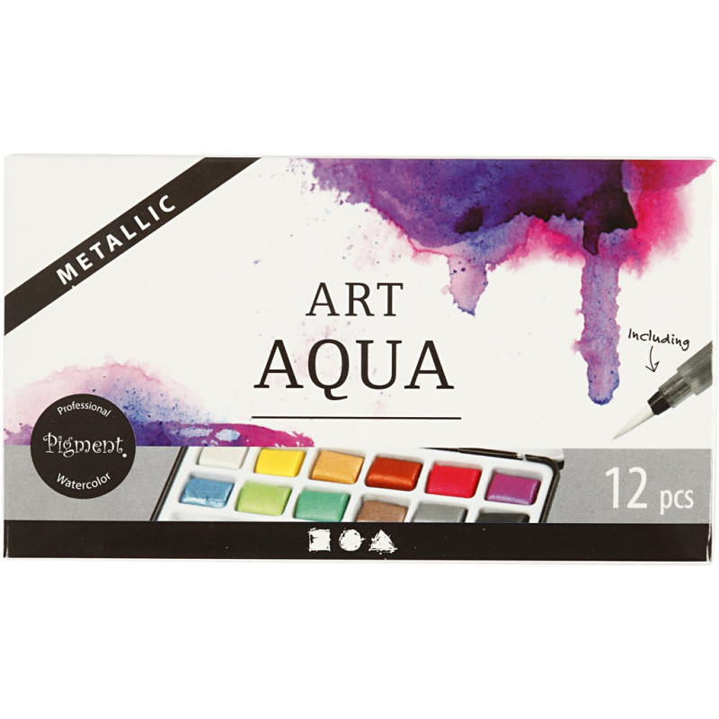 Creativ Company - Art Aqua Watercolor Paint Metallic, 12 Colors 34246