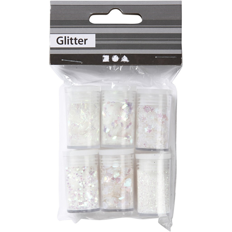 Creativ Company - Glitter and Sequins White, 6x5gr 28461