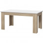 PILVI Table a manger de 6 a 8 personnes style contemporain - Blanc mat et decor chene sonoma - L 160 x l 90 cm