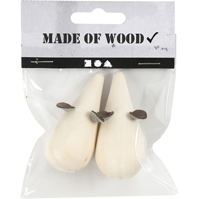 Creativ Company - Wooden Mouse, 2pcs. 56559