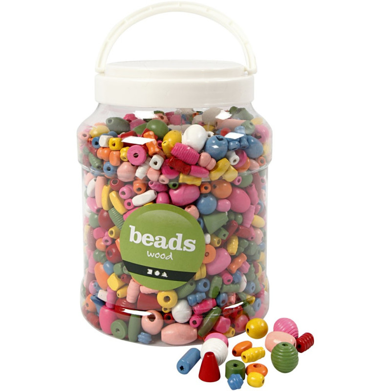 Creativ Company - Wooden Beads in Storage Bucket 68476