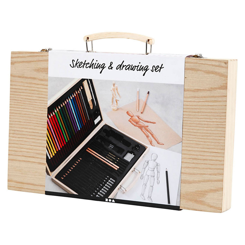 Creativ Company - Sketch and Drawing Set in Wooden Case 34299