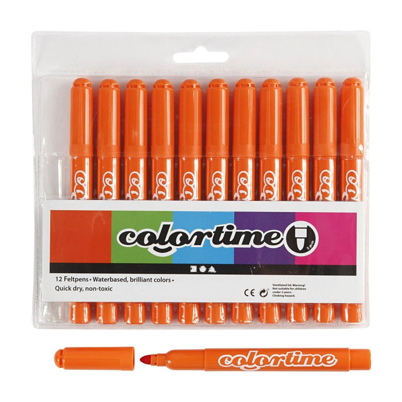 Colortime - Orange Jumbo markers, 12st. 37338