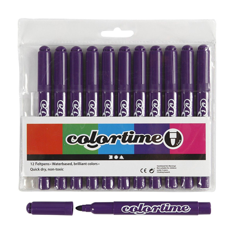 Colortime - Purple Jumbo pens, 12pcs. 37332