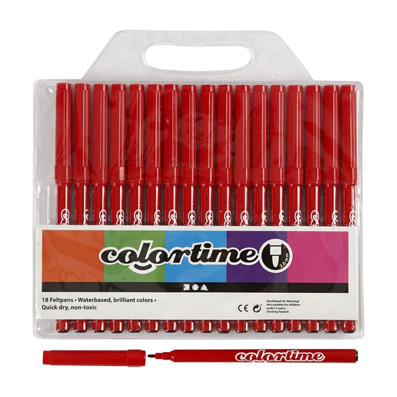 Colortime - Red markers, 18st. 373540