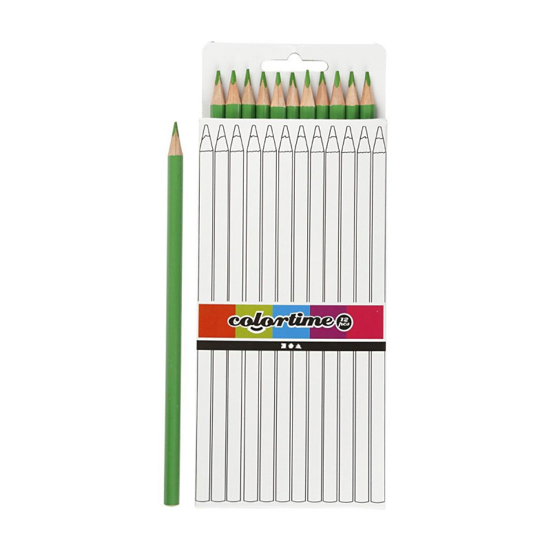 Colortime - Triangular colored pencils - Light green, 12pcs. 38578