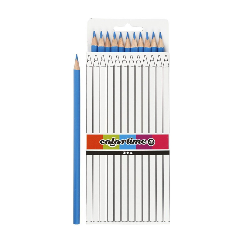 Colortime - Triangular colored pencils - Light blue, 12pcs. 38576