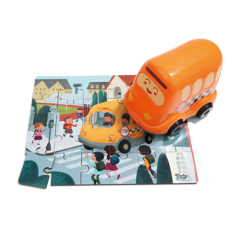 Topbright - Wooden Jigsaw Puzzle School with School Bus, 24pcs. 130909