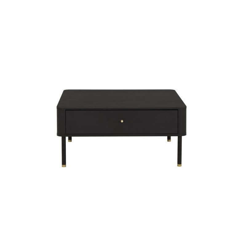 Table basse caree 1 tiroir - Decor noir - L 87 x P 87 x H 41 - FERREL