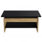 HAPPY Table basse relevable - Decor chene et noir - L 100 x P 50 x H 44 cm