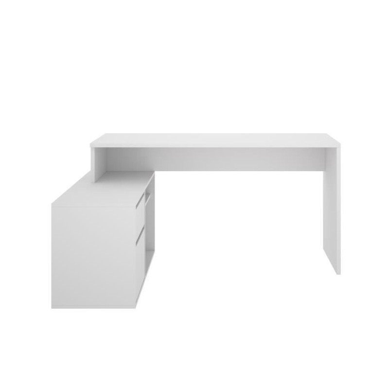 Bureau dangle reversible 1 tiroir + 1 porte - Blanc - L 139 x P 92  x H 75 cm - ROX