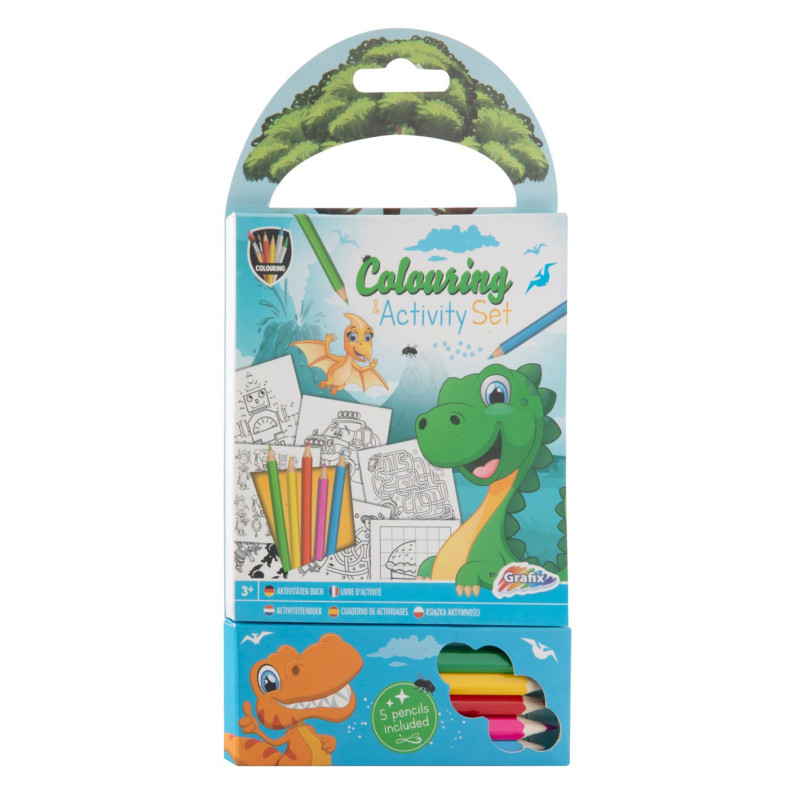 Grafix - Coloring and Activity Block with Crayons - Dino 150062