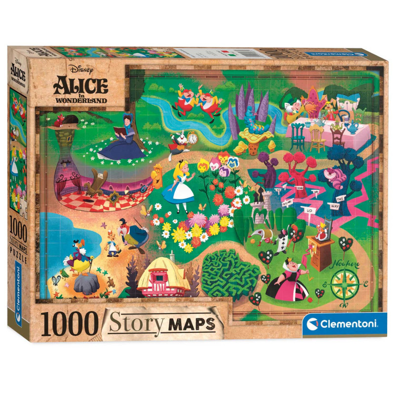 Clementoni World Map Puzzle Alice aux pays des merveilles 1000 pièces